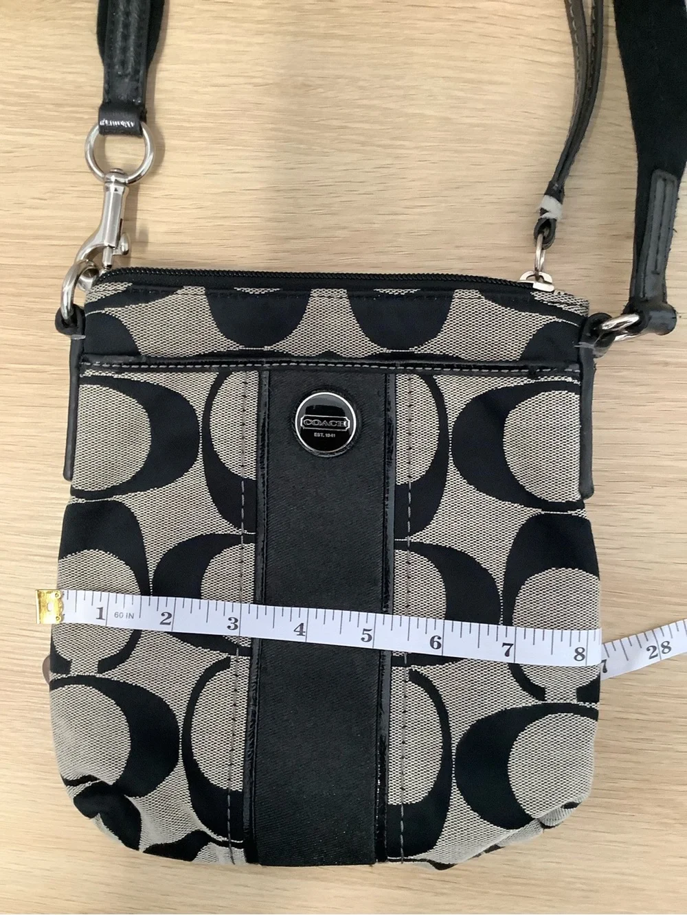 Coach Black and Tan Signature Canvas Crossbody